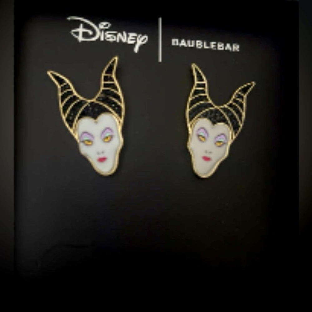 BaubleBar Disney Villain Earrings Maleficient  - Black and Gold NIB
